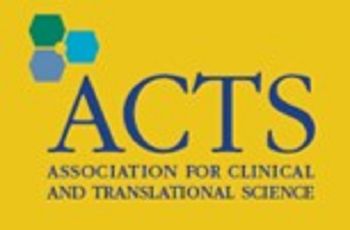 The words "ACTS Association for Clinical and Translational Science" on a yellow background and smaller green, blue, and lavender hexagons representing the ACTS logo.